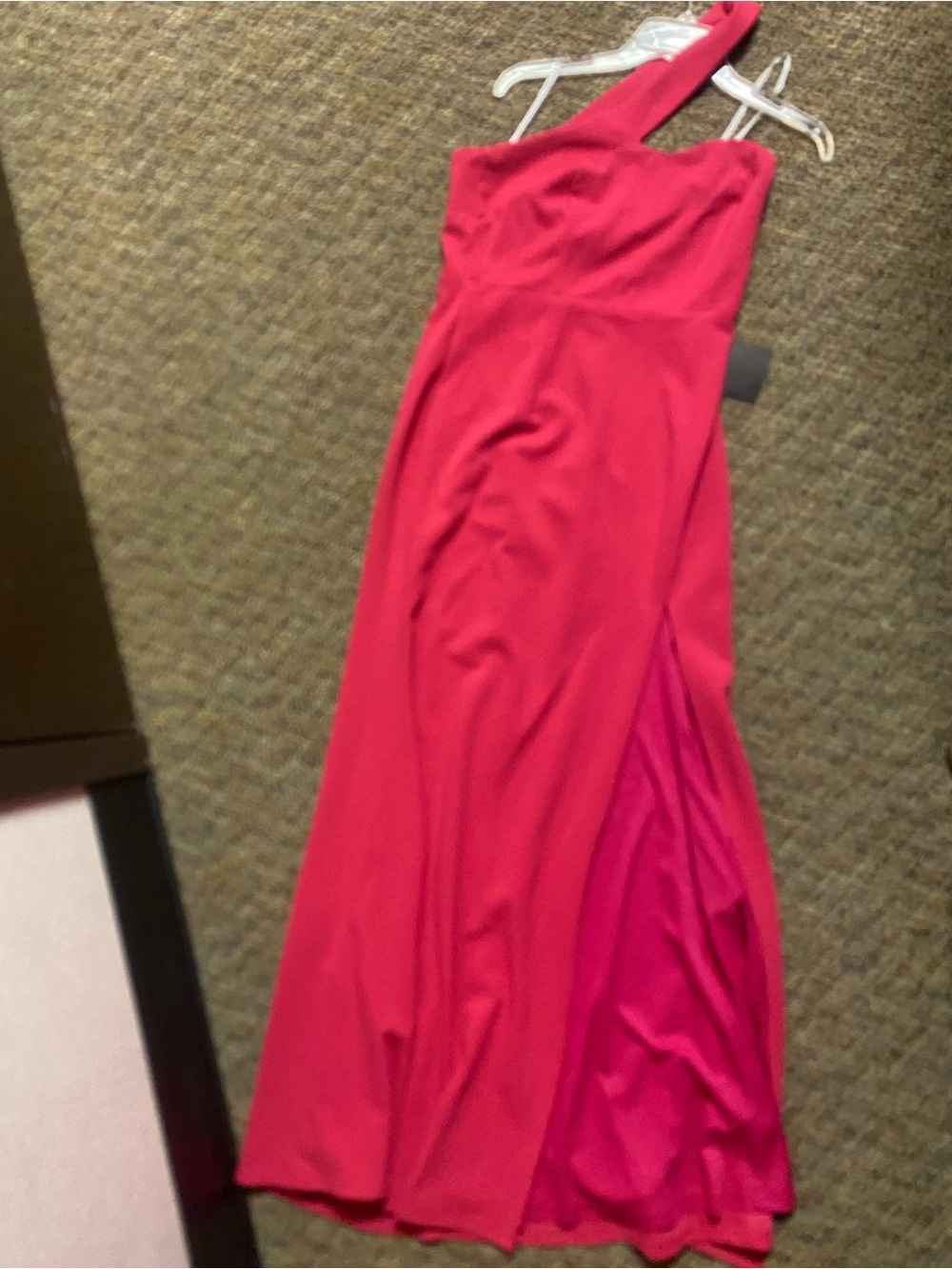 Lulu's One-Shoulder Hot Pink Prom Gown